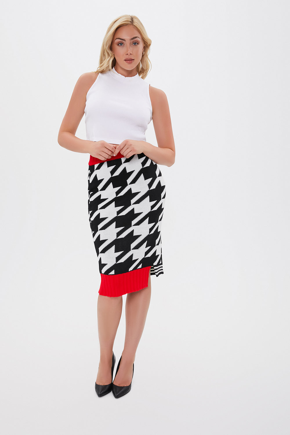 BURBERRY★素敵Black / WHite Knitted Houndstooth Skirt Houndstooth twill maxi skirt in black - Burberry | Mytheresa